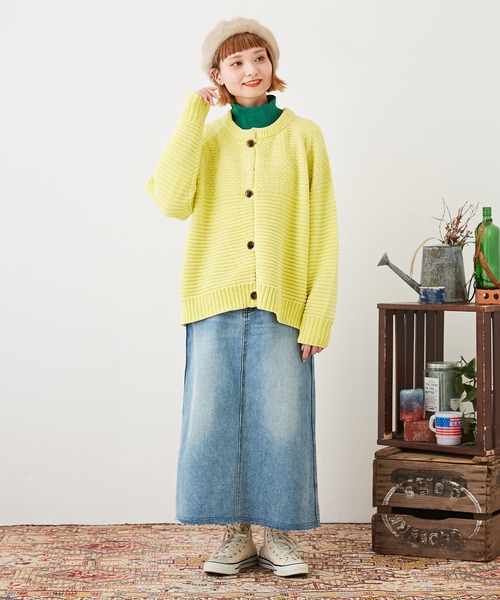 CUBE SUGAR（キューブシュガー）の「リブ配色メロウステッチタートルネックプルオーバー（Tシャツ/カットソー・レディース・イエロー/グリーン/ブラック/モカ・M）」の21枚目の写真