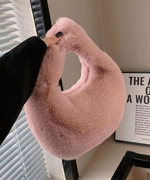 CORNERS（コーナーズ）の「フェイクファーハンドバッグ（ハンドバッグ・レディース・ブラウン/ブラック/ピンク/ベージュ/マスタード/グリーン/アイボリー・FREE）」の7枚目の写真