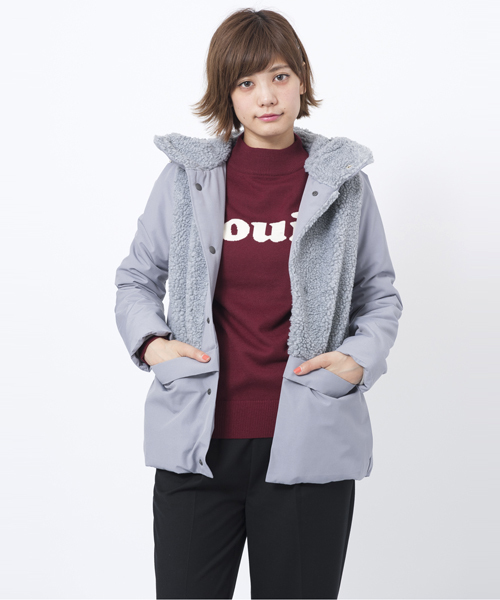 MILKFED.（ミルクフェド）の「SHERLING NYLON JACKET（ボア/フード/ナイロン/アウター/ジャケット）（ナイロンジャケット・レディース・ホワイト/グレー/ネイビー・SMALL/MEDIUM）」の3枚目の写真