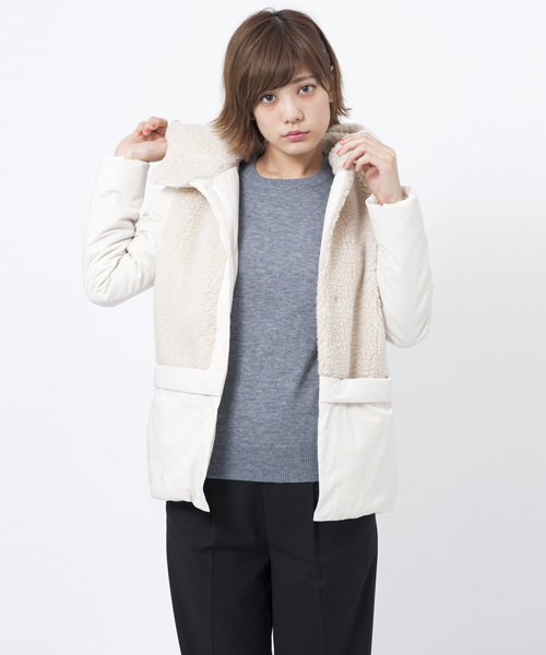 MILKFED.（ミルクフェド）の「SHERLING NYLON JACKET（ボア/フード/ナイロン/アウター/ジャケット）（ナイロンジャケット・レディース・ホワイト/グレー/ネイビー・SMALL/MEDIUM）」の2枚目の写真