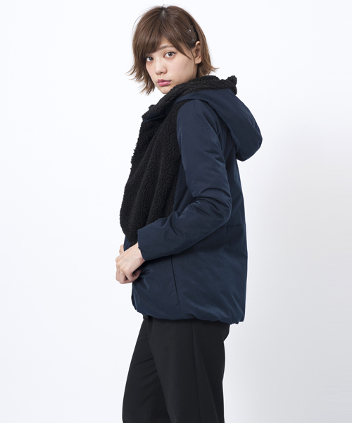 MILKFED.（ミルクフェド）の「SHERLING NYLON JACKET（ボア/フード/ナイロン/アウター/ジャケット）（ナイロンジャケット・レディース・ホワイト/グレー/ネイビー・SMALL/MEDIUM）」の4枚目の写真