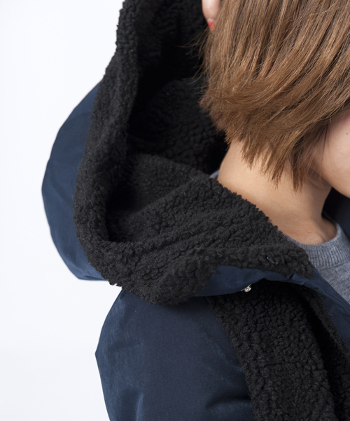 MILKFED.（ミルクフェド）の「SHERLING NYLON JACKET（ボア/フード/ナイロン/アウター/ジャケット）（ナイロンジャケット・レディース・ホワイト/グレー/ネイビー・SMALL/MEDIUM）」の10枚目の写真