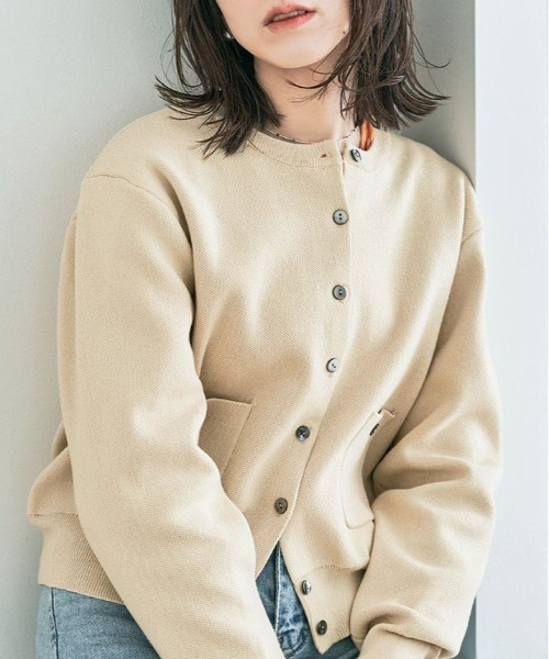 kirakiraShop(キラキラショップ)の「スウェット ライク ニット カーディガン(カーディガン/ボレロ・レディース・杢グレー/ブルー/パープル/ブラック/アイボリー・M/L)」の3枚目の写真