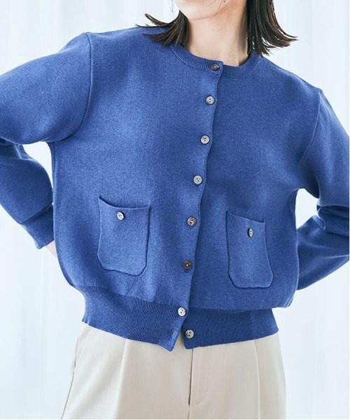 kirakiraShop(キラキラショップ)の「スウェット ライク ニット カーディガン(カーディガン/ボレロ・レディース・杢グレー/ブルー/パープル/ブラック/アイボリー・M/L)」の4枚目の写真