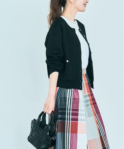 kirakiraShop(キラキラショップ)の「スウェット ライク ニット カーディガン(カーディガン/ボレロ・レディース・杢グレー/ブルー/パープル/ブラック/アイボリー・M/L)」の7枚目の写真