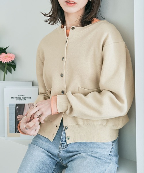 kirakiraShop(キラキラショップ)の「スウェット ライク ニット カーディガン(カーディガン/ボレロ・レディース・杢グレー/ブルー/パープル/ブラック/アイボリー・M/L)」の13枚目の写真