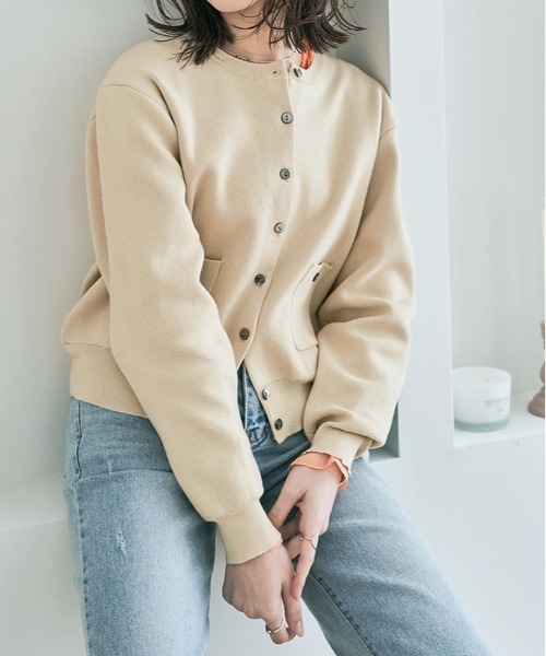 kirakiraShop(キラキラショップ)の「スウェット ライク ニット カーディガン(カーディガン/ボレロ・レディース・杢グレー/ブルー/パープル/ブラック/アイボリー・M/L)」の14枚目の写真