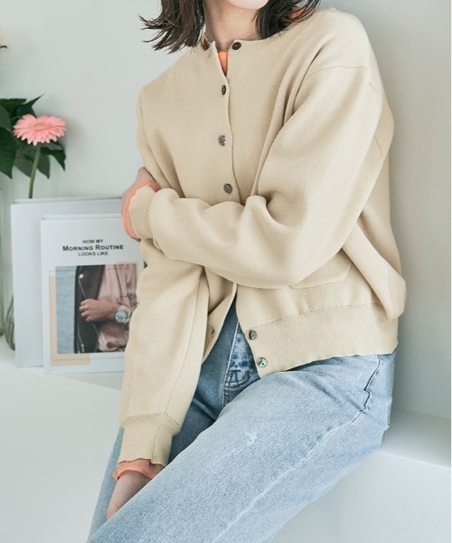 kirakiraShop(キラキラショップ)の「スウェット ライク ニット カーディガン(カーディガン/ボレロ・レディース・杢グレー/ブルー/パープル/ブラック/アイボリー・M/L)」の16枚目の写真