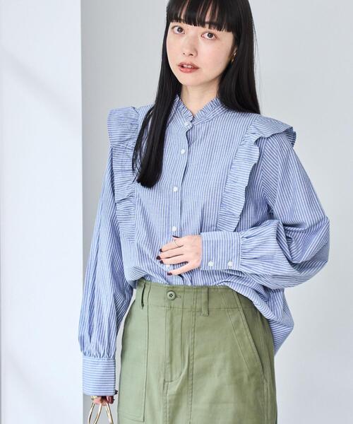 coen（コーエン）の「ソフトタッチブロード縦フリルブラウス（シャツ/ブラウス・レディース・ホワイト/その他1/その他3/その他4・M/L）」の3枚目の写真