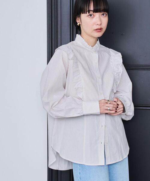 coen（コーエン）の「ソフトタッチブロード縦フリルブラウス（シャツ/ブラウス・レディース・ホワイト/その他1/その他3/その他4・M/L）」の4枚目の写真