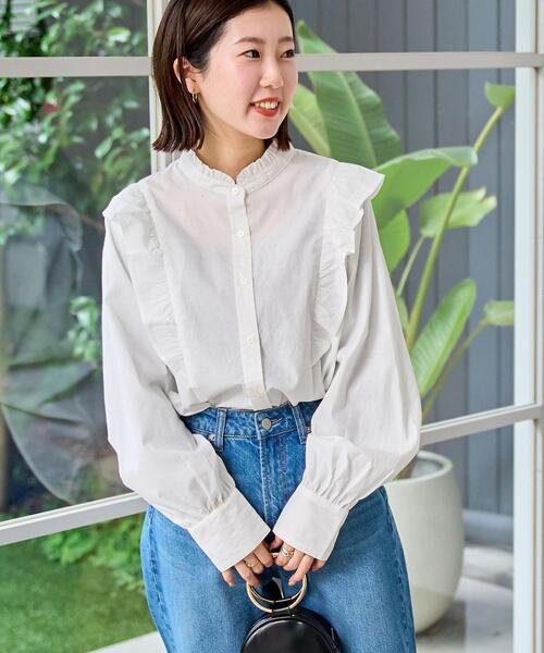 coen（コーエン）の「ソフトタッチブロード縦フリルブラウス（シャツ/ブラウス・レディース・ホワイト/その他1/その他3/その他4・M/L）」の2枚目の写真