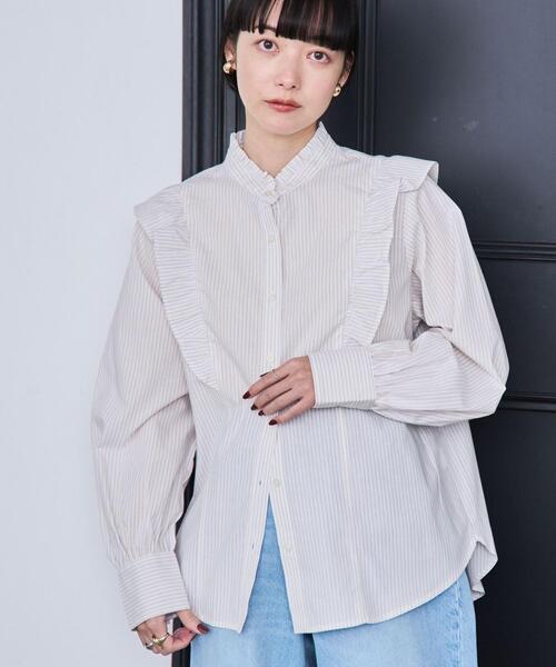 coen（コーエン）の「ソフトタッチブロード縦フリルブラウス（シャツ/ブラウス・レディース・ホワイト/その他1/その他3/その他4・M/L）」の11枚目の写真