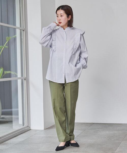 coen（コーエン）の「ソフトタッチブロード縦フリルブラウス（シャツ/ブラウス・レディース・ホワイト/その他1/その他3/その他4・M/L）」の7枚目の写真