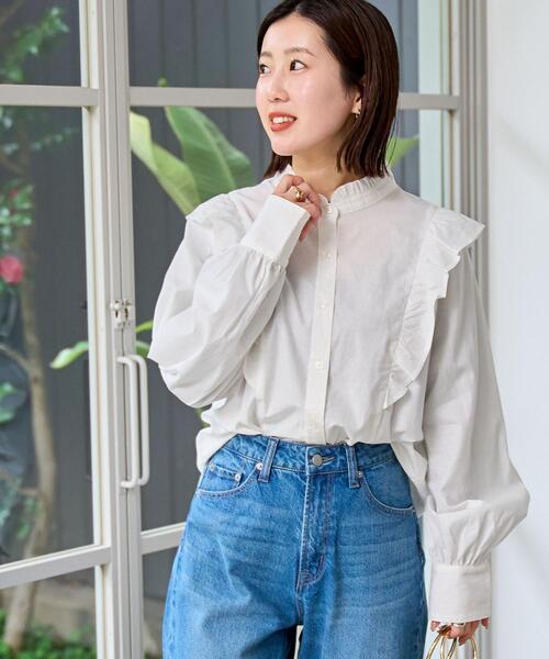 coen（コーエン）の「ソフトタッチブロード縦フリルブラウス（シャツ/ブラウス・レディース・ホワイト/その他1/その他3/その他4・M/L）」の19枚目の写真
