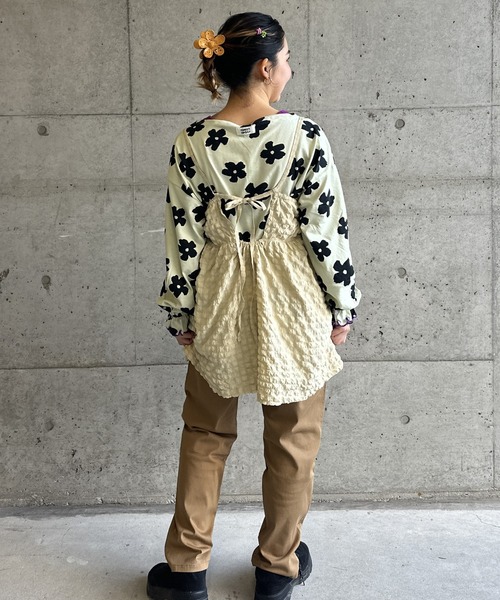 HOGAN RANCH WEAR（ホーガンランチウエア）の「ソウガラフレアスリーブカットソー/おとな（Tシャツ/カットソー・レディース・ピンク/ライトグリーン/チャコール・160cm）」の7枚目の写真