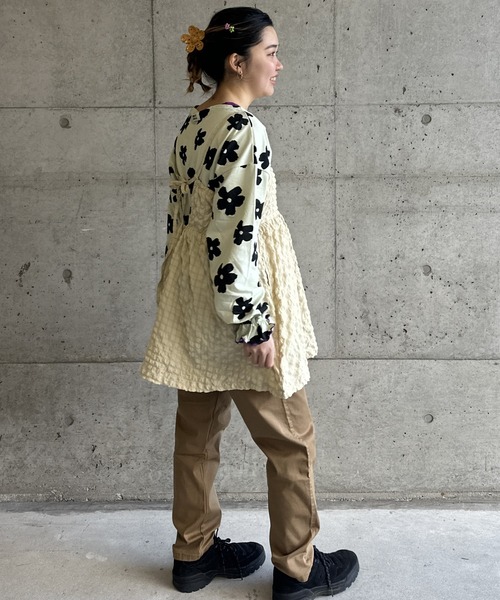 HOGAN RANCH WEAR（ホーガンランチウエア）の「ソウガラフレアスリーブカットソー/おとな（Tシャツ/カットソー・レディース・ピンク/ライトグリーン/チャコール・160cm）」の8枚目の写真