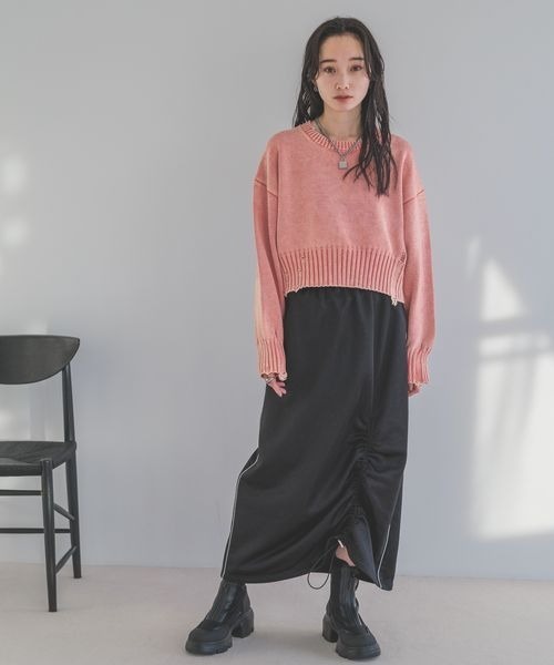 JEANASIS（ジーナシス）の「サイドラインナロースカート/995628（スカート・レディース・グレー/ブラック・FREE）」の3枚目の写真