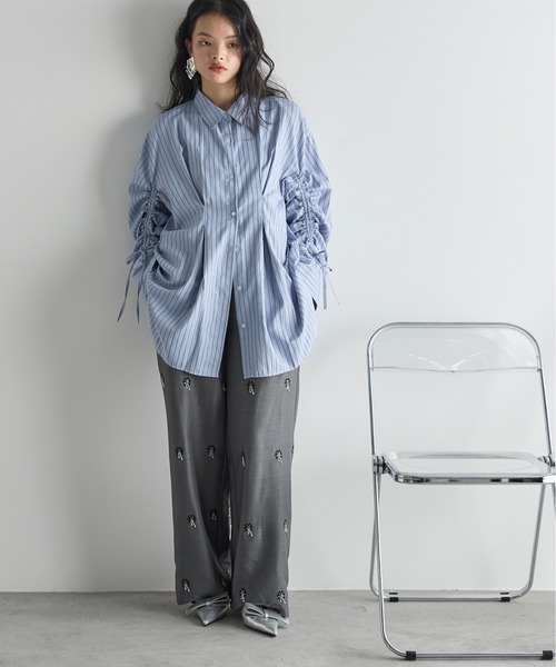 THE YOn（ザヨン）の「ドローストリングスリーブウエストタックシャツ（シャツ/ブラウス・レディース・オフホワイト/サックスブルー/ピンク/イエロー/ライトブルー・FREE）」の15枚目の写真