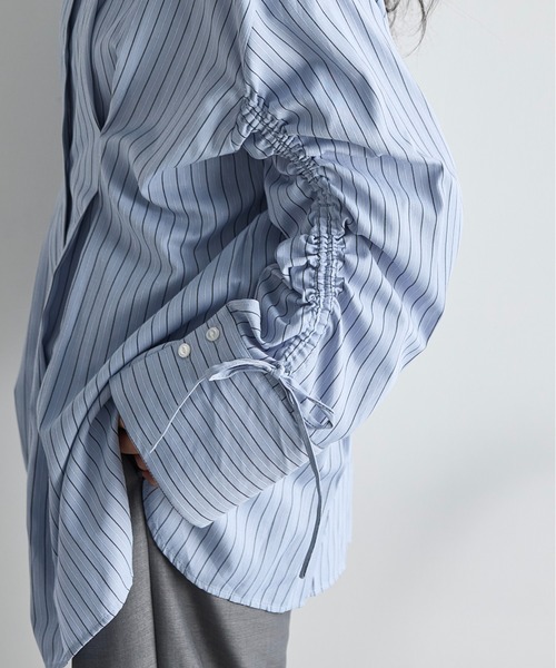 THE YOn（ザヨン）の「ドローストリングスリーブウエストタックシャツ（シャツ/ブラウス・レディース・オフホワイト/サックスブルー/ピンク/イエロー/ライトブルー・FREE）」の11枚目の写真