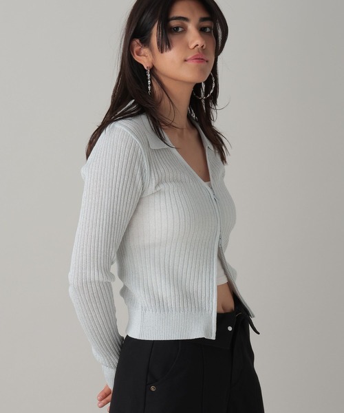 FOREVER 21(フォーエバー トゥエンティーワン)の「【2024SS】ラメシアー襟付きジップニット(ニット/セーター・レディース・ブラック/ホワイト/グリーン・SMALL/MEDIUM)」の17枚目の写真
