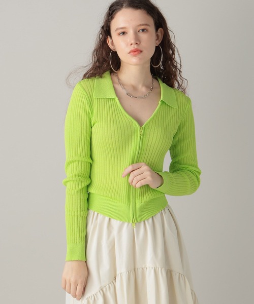 FOREVER 21(フォーエバー トゥエンティーワン)の「【2024SS】ラメシアー襟付きジップニット(ニット/セーター・レディース・ブラック/ホワイト/グリーン・SMALL/MEDIUM)」の10枚目の写真