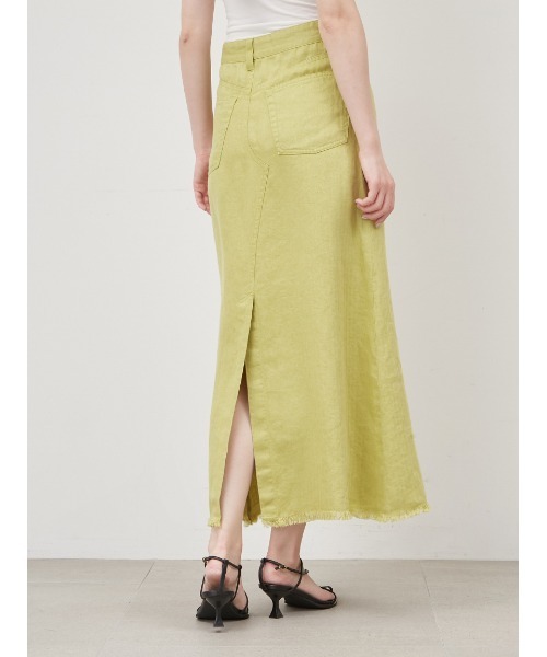 Mila Owen（ミラオーウェン）の「後ベンツセミフレアリネンロングスカート（スカート・レディース・ライム/アイボリー/ブラック・0/1）」の15枚目の写真