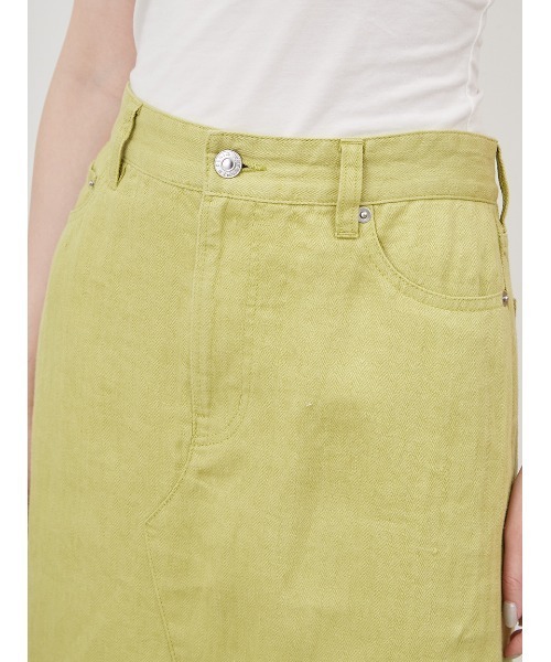 Mila Owen（ミラオーウェン）の「後ベンツセミフレアリネンロングスカート（スカート・レディース・ライム/アイボリー/ブラック・0/1）」の17枚目の写真