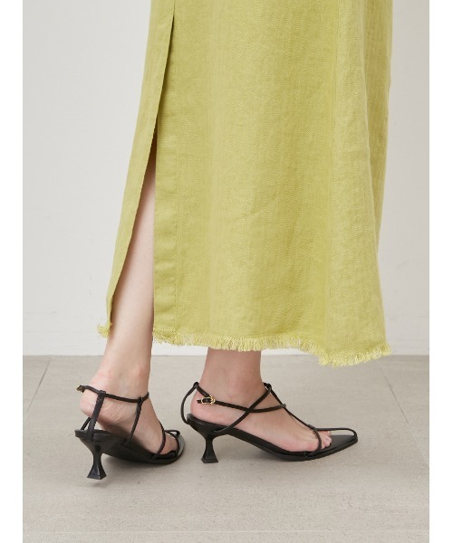 Mila Owen（ミラオーウェン）の「後ベンツセミフレアリネンロングスカート（スカート・レディース・ライム/アイボリー/ブラック・0/1）」の13枚目の写真