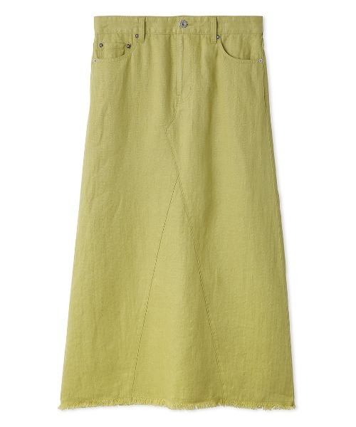 Mila Owen（ミラオーウェン）の「後ベンツセミフレアリネンロングスカート（スカート・レディース・ライム/アイボリー/ブラック・0/1）」の5枚目の写真