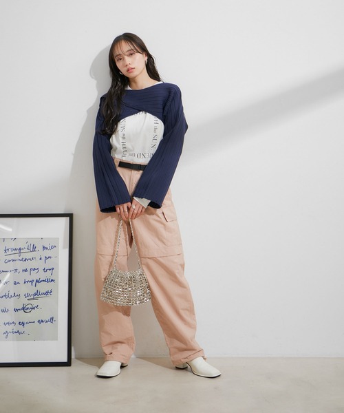 VIS（ビス）の「【洗える】ベルト付ナイロンカーゴパンツ（カーゴパンツ・レディース・キナリ/ブラック/オレンジ系その他4・M/S）」の9枚目の写真