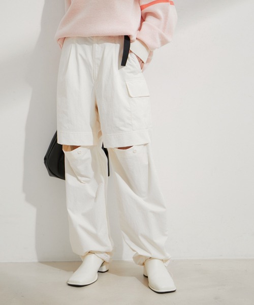 VIS（ビス）の「【洗える】ベルト付ナイロンカーゴパンツ（カーゴパンツ・レディース・キナリ/ブラック/オレンジ系その他4・M/S）」の6枚目の写真