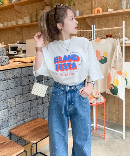 Java（ジャバ）の「《JaVa ジャバコラボ》こなれた大人カジュアルスタイルの主役に。綿100%フェスロゴピグメントTグラフィックTシャツ（Tシャツ/カットソー・レディース・ホワイト/ブルー/チャコール・X-LARGE/SMALL/MEDIUM/LARGE）」の6枚目の写真