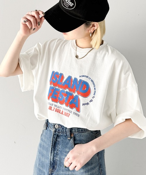 Java（ジャバ）の「《JaVa ジャバコラボ》こなれた大人カジュアルスタイルの主役に。綿100%フェスロゴピグメントTグラフィックTシャツ（Tシャツ/カットソー・レディース・ホワイト/ブルー/チャコール・X-LARGE/SMALL/MEDIUM/LARGE）」の10枚目の写真