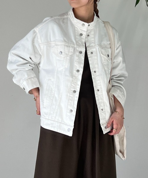 un dix cors（アンディコール）の「BACKコクーンGジャン（デニムジャケット・レディース・オフホワイト/ネイビー・FREE）」の18枚目の写真