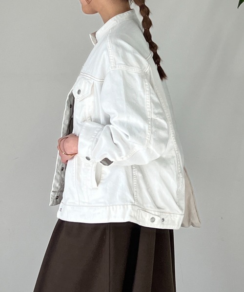 un dix cors（アンディコール）の「BACKコクーンGジャン（デニムジャケット・レディース・オフホワイト/ネイビー・FREE）」の20枚目の写真