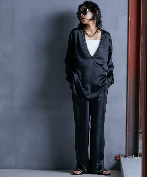 GEVS.(ジェイヴィス)の「<大きいサイズ> サテンイージーパンツ GEVS.(その他パンツ・レディース・ブラック/シルバーグレー/ブルー・L/LL/3L/4L/5L)」の17枚目の写真