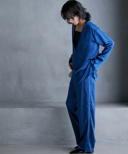 GEVS.(ジェイヴィス)の「<大きいサイズ> サテンイージーパンツ GEVS.(その他パンツ・レディース・ブラック/シルバーグレー/ブルー・L/LL/3L/4L/5L)」の5枚目の写真