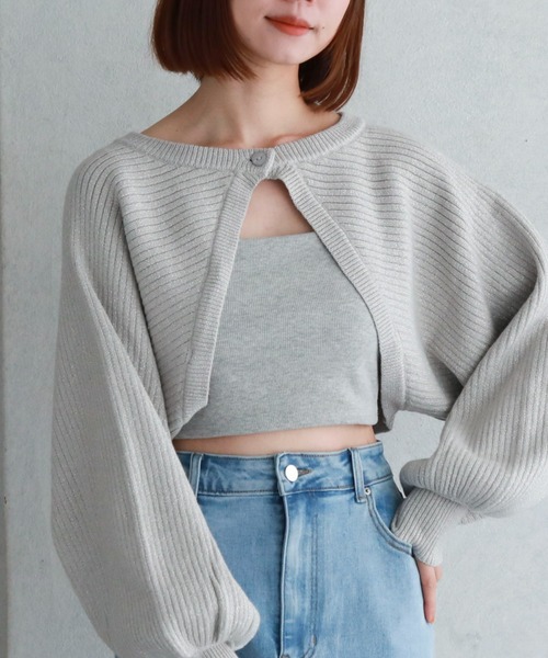 archives（アルシーヴ）の「マルチwayラメリブニットボレロ（カーディガン/ボレロ・レディース・オフホワイト/グレー/ブルー/ブラック/オレンジ・MEDIUM）」の3枚目の写真