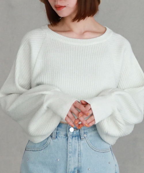 archives（アルシーヴ）の「マルチwayラメリブニットボレロ（カーディガン/ボレロ・レディース・オフホワイト/グレー/ブルー/ブラック/オレンジ・MEDIUM）」の2枚目の写真