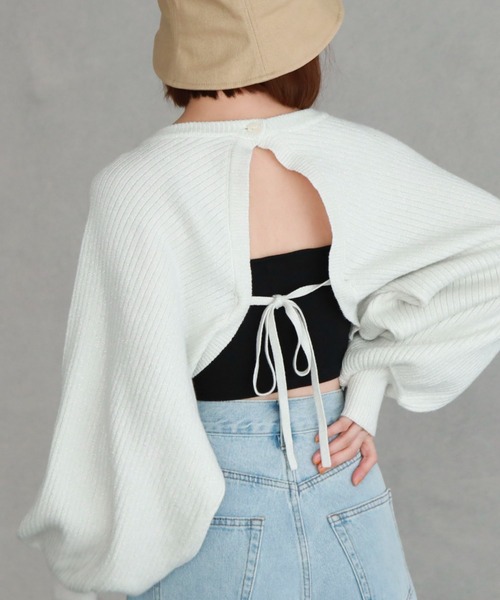 archives（アルシーヴ）の「マルチwayラメリブニットボレロ（カーディガン/ボレロ・レディース・オフホワイト/グレー/ブルー/ブラック/オレンジ・MEDIUM）」の12枚目の写真