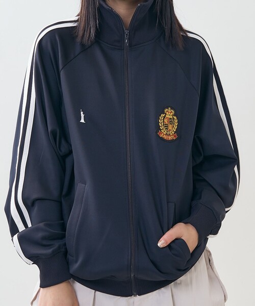 PUBLUX（パブリュクス）の「EASTBOY × PUBLUX/イーストボーイ ワッペン付き袖ラインジャージ　限定展開（ブルゾン・レディース・オフホワイト/ダークネイビー・ﾌﾘ-）」の4枚目の写真