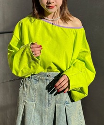 HELLO.SANFRANCISCO | 【HELLO.SANFRANCISCO/ハローサンフランシスコ】ステッチ刺繍オフショルクロップドTEE(Tシャツ/カットソー)