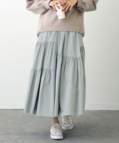 NICOLE white（ニコルホワイト）の「切替アシンメトリースカート（スカート・レディース・ブラック/カーキ/サックスブルー・FREE）」の3枚目の写真