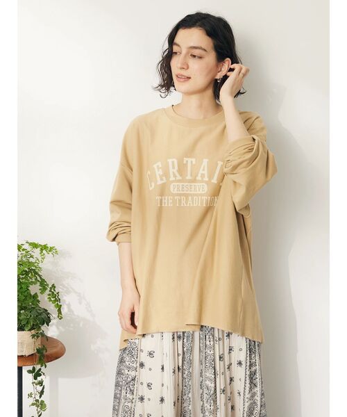 CRAFT STANDARD BOUTIQUE(クラフトスタンダードブティック)の「プリント裏毛チュニック(チュニック・レディース・ベージュ/ネイビー/アイボリー・FREE)」の11枚目の写真