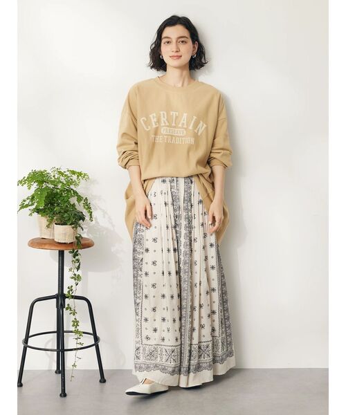 CRAFT STANDARD BOUTIQUE(クラフトスタンダードブティック)の「プリント裏毛チュニック(チュニック・レディース・ベージュ/ネイビー/アイボリー・FREE)」の14枚目の写真
