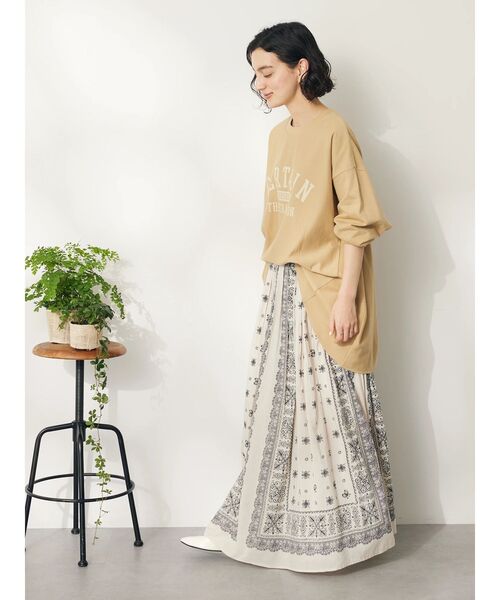 CRAFT STANDARD BOUTIQUE(クラフトスタンダードブティック)の「プリント裏毛チュニック(チュニック・レディース・ベージュ/ネイビー/アイボリー・FREE)」の15枚目の写真