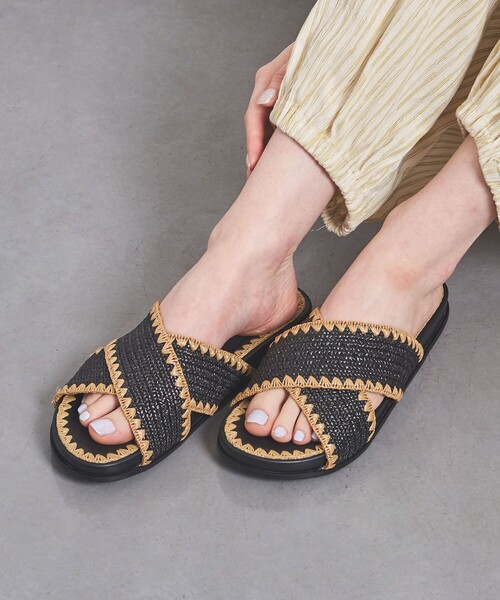 ★美品★ユナイテッドアローズ　クロスナチュラルミュールサンダル UNITED ARROWS（ユナイテッドアローズ）の「クロス ナチュラル
