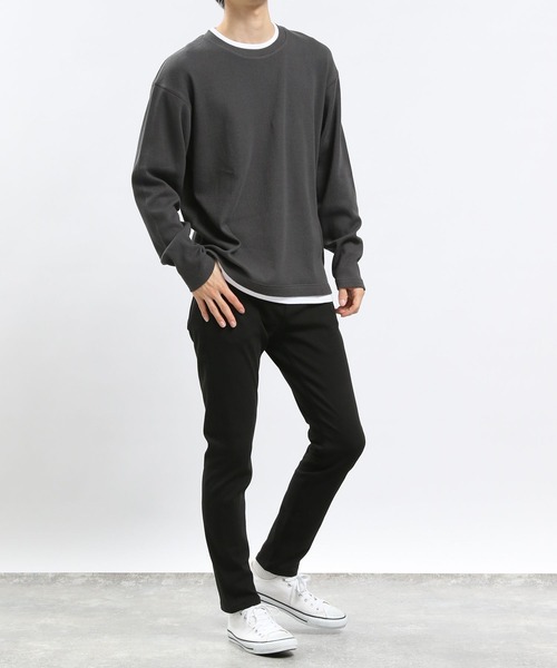 GLOBAL WORK Smile Seed Store（グローバルワーク スマイルシードストア）の「速乾ワッフルレイヤード長袖/991885（Tシャツ/カットソー・メンズ・グレイッシュベージュ/アイボリー/ダークカーキ/ダークグレー・X-LARGE/MEDIUM/SMALL/LARGE）」の5枚目の写真