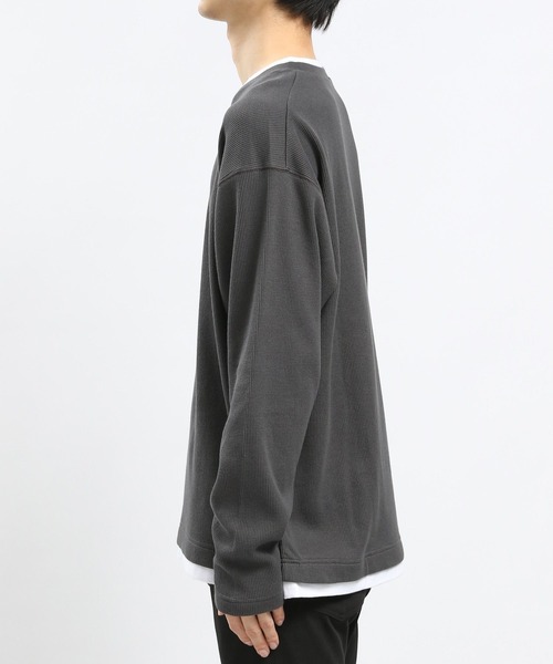 GLOBAL WORK Smile Seed Store（グローバルワーク スマイルシードストア）の「速乾ワッフルレイヤード長袖/991885（Tシャツ/カットソー・メンズ・グレイッシュベージュ/アイボリー/ダークカーキ/ダークグレー・X-LARGE/MEDIUM/SMALL/LARGE）」の11枚目の写真