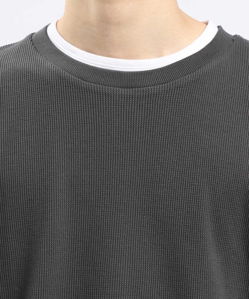 GLOBAL WORK Smile Seed Store（グローバルワーク スマイルシードストア）の「速乾ワッフルレイヤード長袖/991885（Tシャツ/カットソー・メンズ・グレイッシュベージュ/アイボリー/ダークカーキ/ダークグレー・X-LARGE/MEDIUM/SMALL/LARGE）」の14枚目の写真